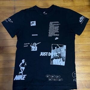 Nike Tee Shirt All Over Print Logo Men Small Short Sleeve Black Unisex Nike Air